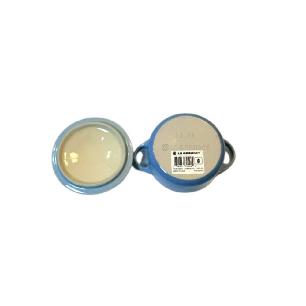 Le Creuset Coastal Blue Sunflower Mini Cocotte 8 Oz - Picture 8 of 9